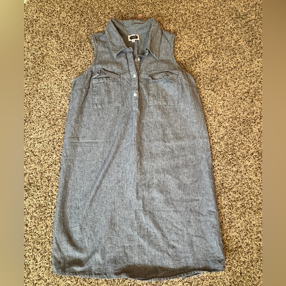 Mud Pie Sleeveless Chambray Shirt Dress - Blue
